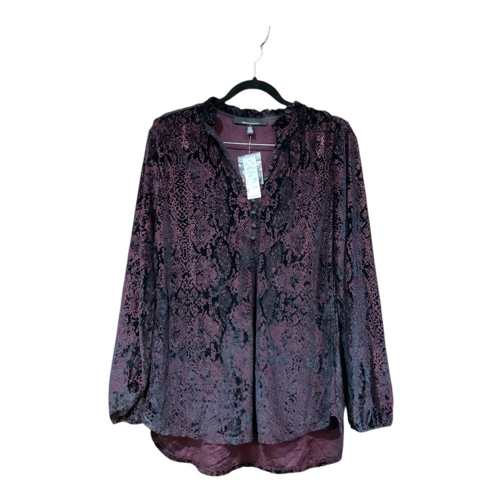 White House Black Market Top Women Velvet Maroon NWT Small